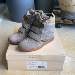 BCBG  Anthony wedge Velcro sneakers.  Worn once.